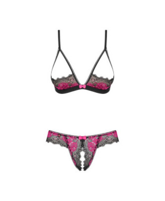 Tulia Ensemble ouvert 2 pcs - Noir et Fuchsia